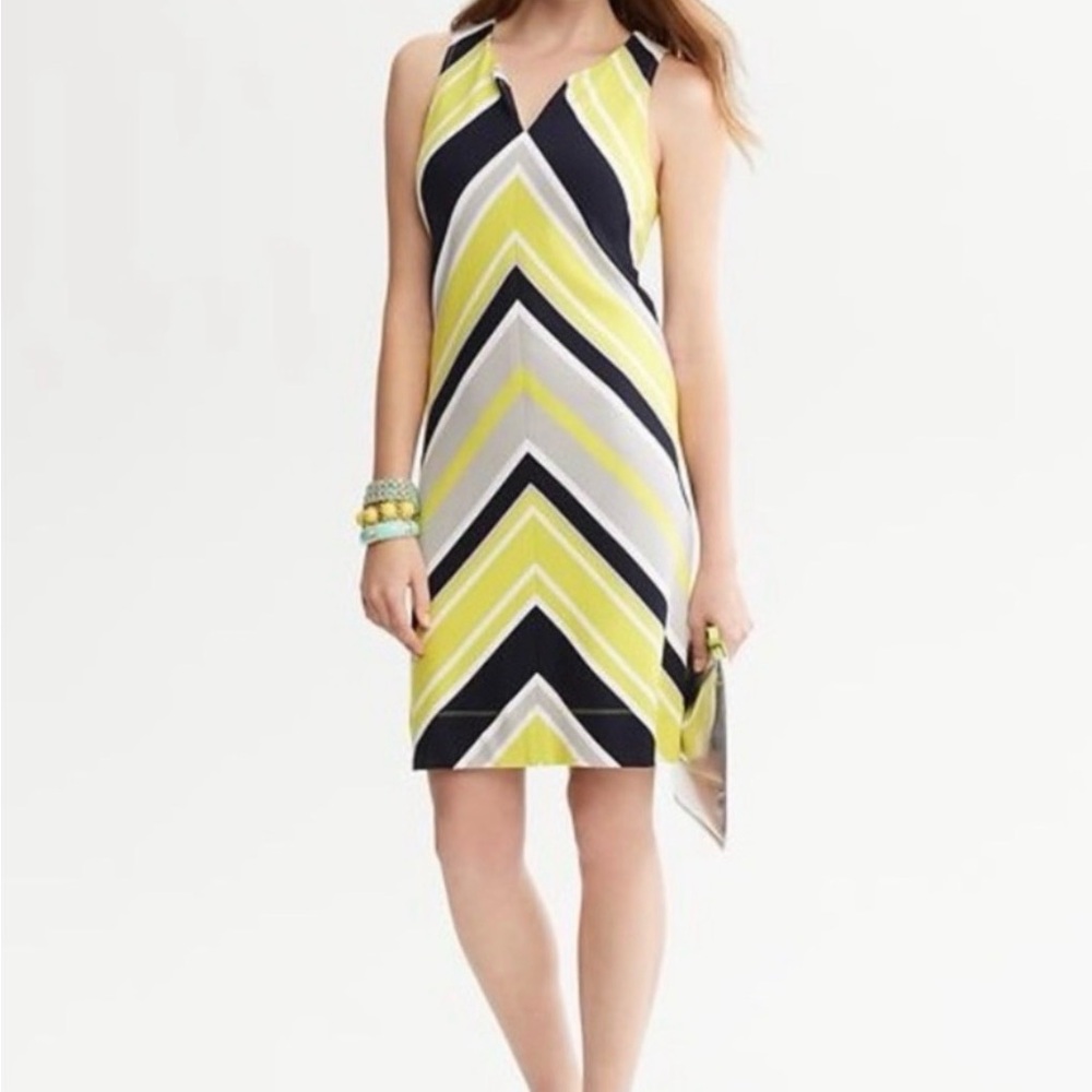 Banana Republic Yellow and Black Striped Dress
